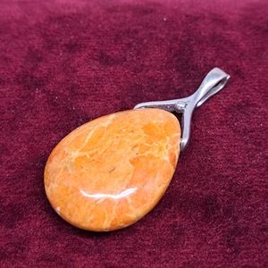 Large Handmade Coral Pendant .925 Sterling Sliver